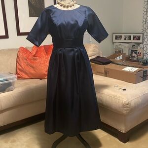 Backless Navy cocktail dress. Bridesmaid, formal, or just dressy occasion.